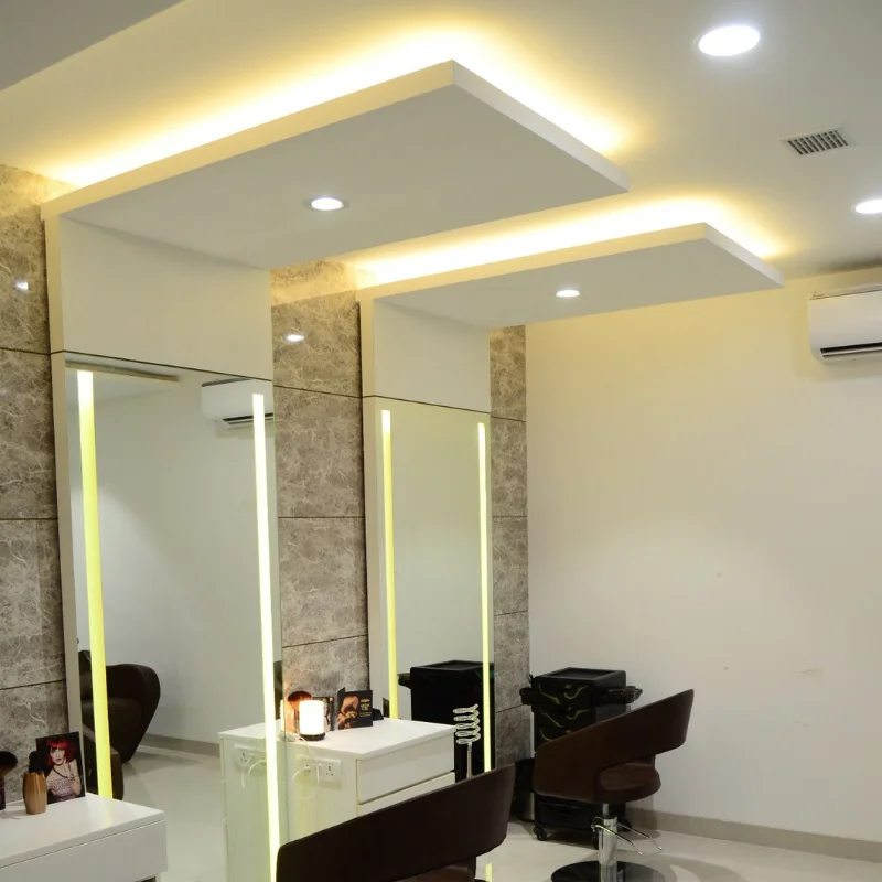 creative ceiling lighting design for luxury salon