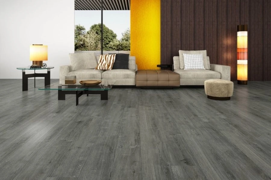 Grey wood floor for modern living room.