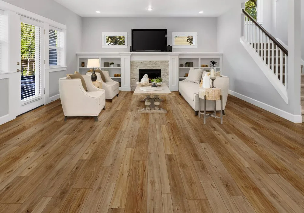 Modern wood texture vinyl flooring for rooms.