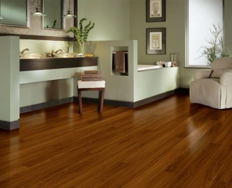 Dark wood floor for luxury home bathroom
