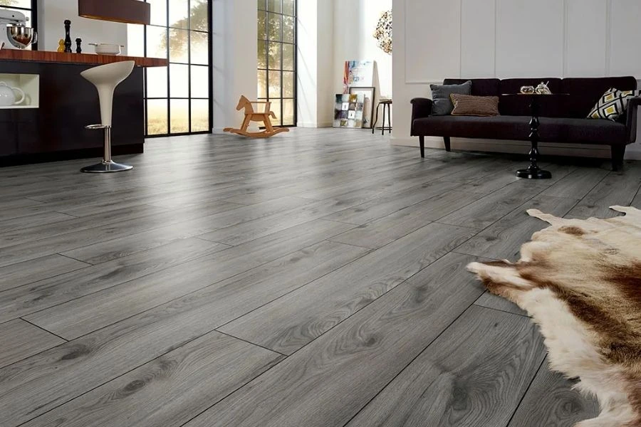 Grey wood floor for modern living room.