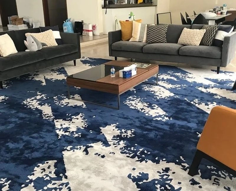 Luxury cream 3D wavy pattern carpets in Dubai.